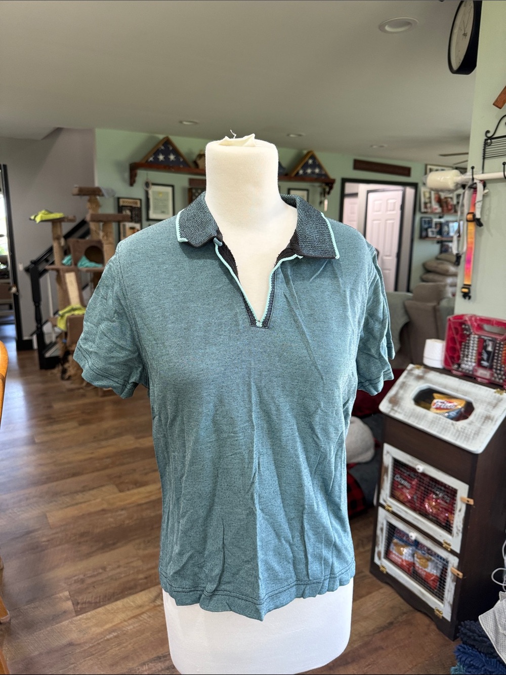 Tail Men's Short Sleeve Polo in Teal with Dark Contrast Collar